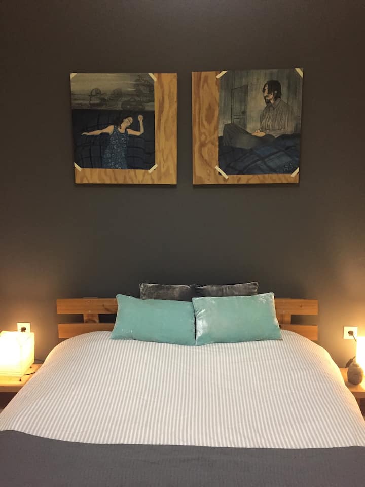 Bedroom; a supply of linen and art for sweet dreams