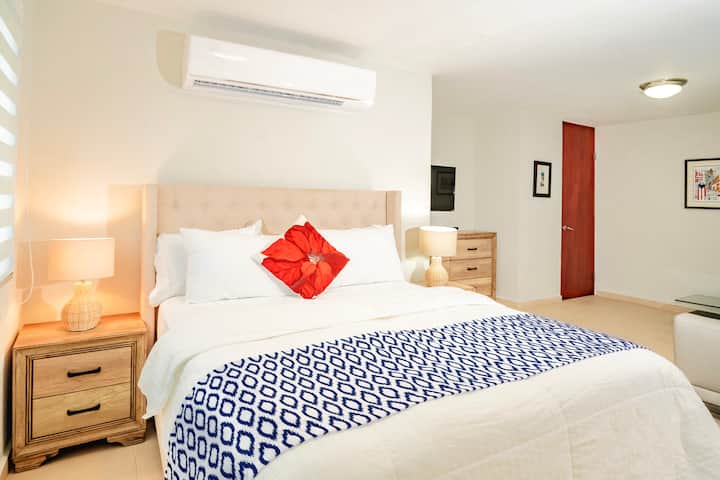 Bedroom #2, the second Master Bedroom. Comfortable queen bed with sitting area and private bathroom.