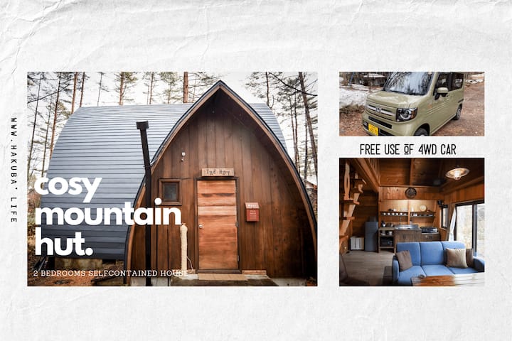 Cosy Mountain HUT in Hakuba +4WD Car