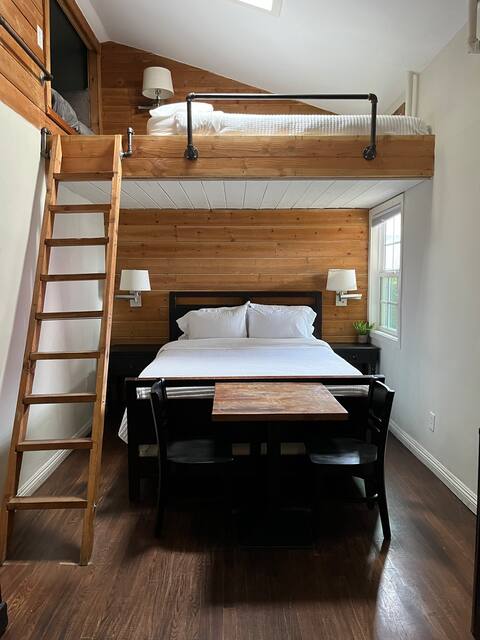 Spacious rustic loft bedroom