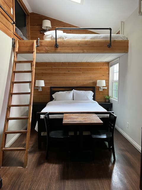 Spacious rustic loft bedroom