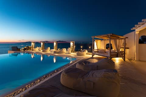 Mykonos Sea View Luxury villa -pool-kite surf-yoga
