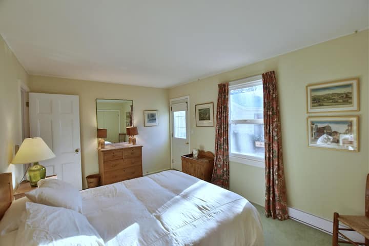 Მეორე უკანა საძინებლის კიდევ ერთი ხედი დიდი საწოლითა და ნიჟარით ოთახში