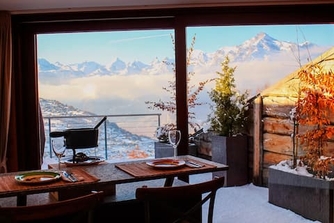 Popular Airbnb listing: Spacious private room, kitchen, bath, Veysonnaz in Nendaz