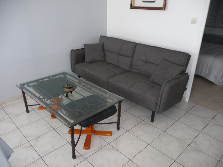 พื้นที่นั่งเล่นพร้อมเตียงโซฟา 