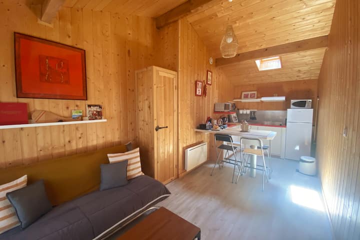 Главна соба високо под таванот дневна соба, кујна.