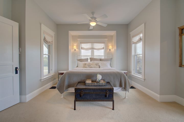 Primary bedroom with king size bed.