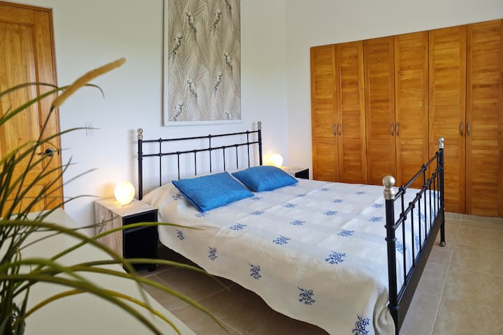 חדר שינה משני עם מיטת קינג סייז 180x200 ס"מ. ארון בגדים גדול מאוד. מהחלון אפשר לראות את הים הקריבי ואת הפארק הטבעי.
