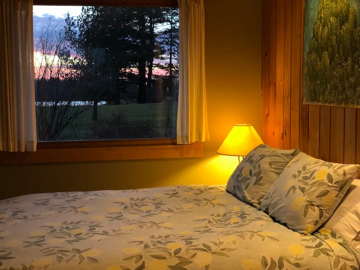 Second Bedroom off kitchen with pond and sunset view