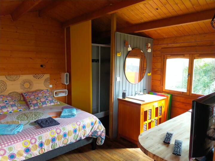 室内景观加大双人床、厕所区、淋浴间和厕所通道