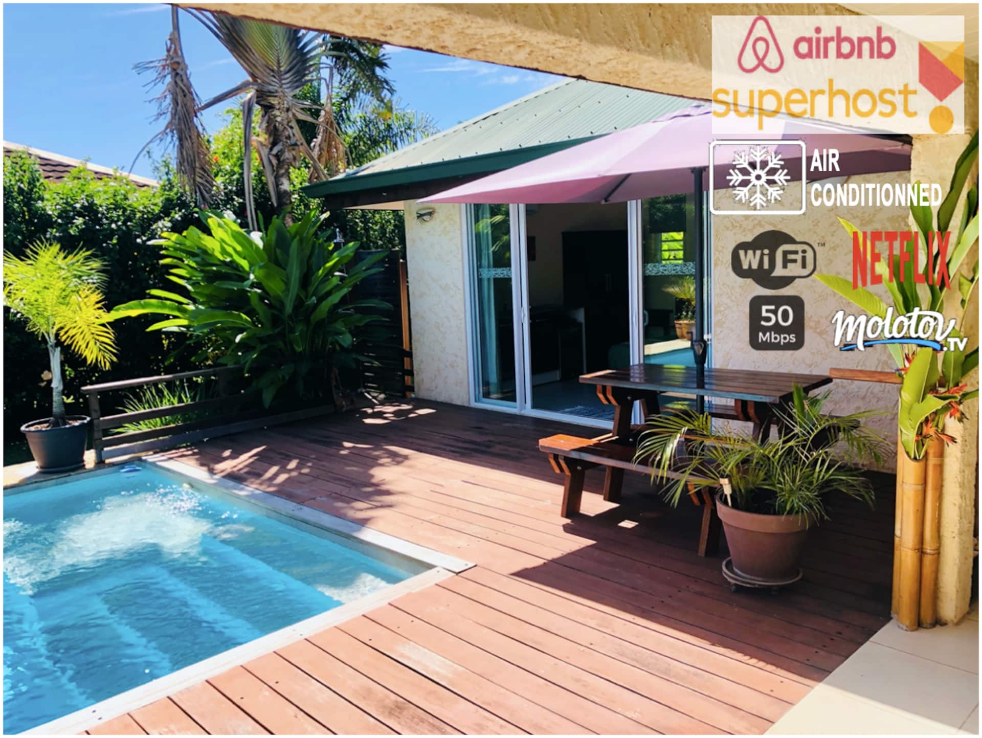 Moorea – Air-conditioned studio with pool