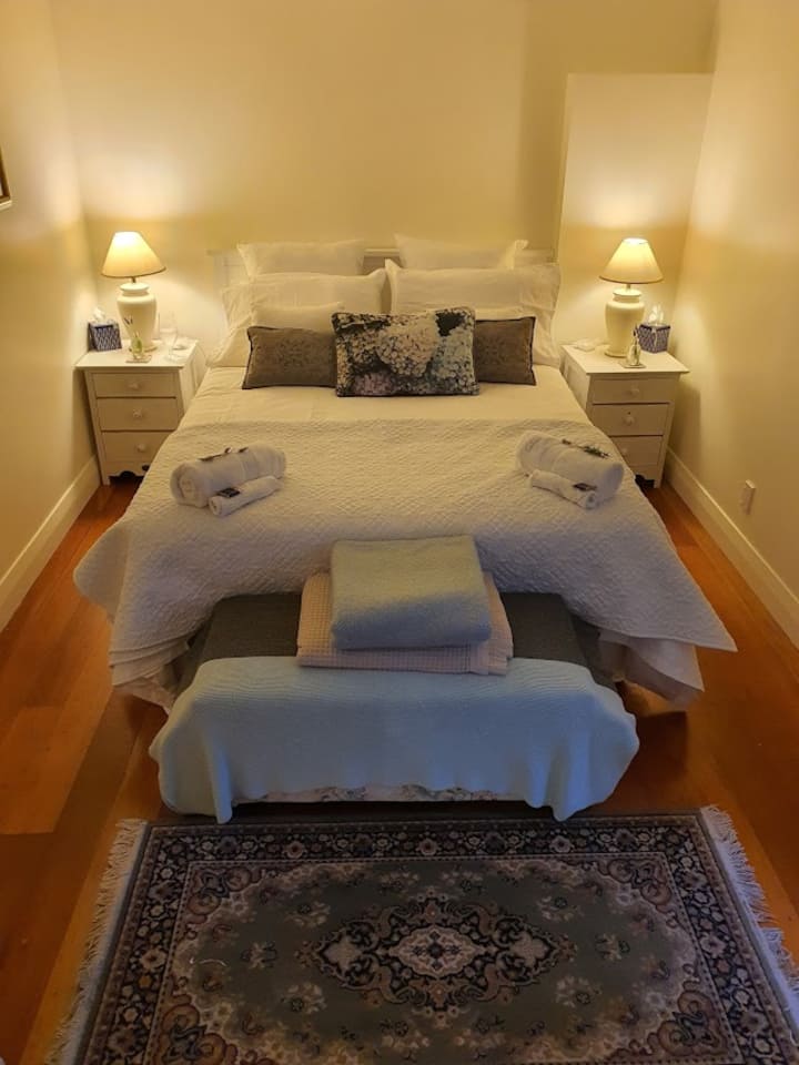 NEW! Queensize bed in the main bedroom.