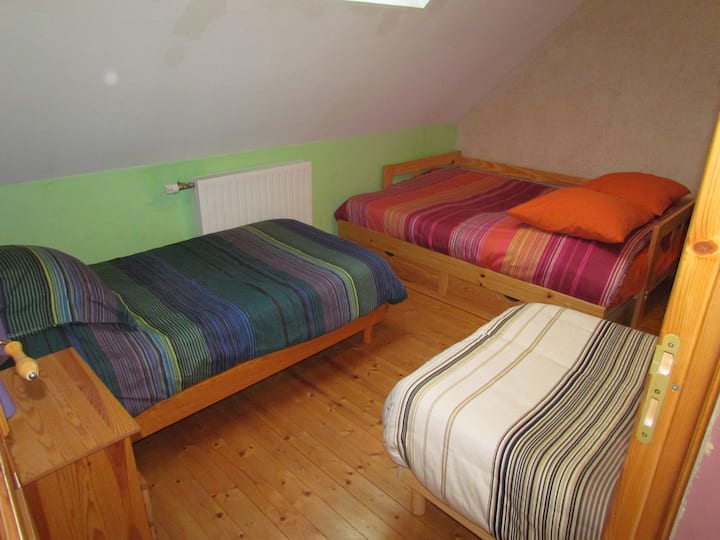 habitación con 3 camas (2 de 90 y una de 140)