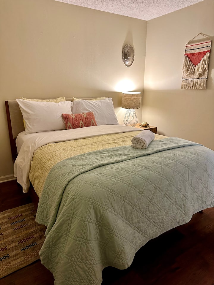 Bedroom 2,  queen sized pillow top mattress, streaming television.