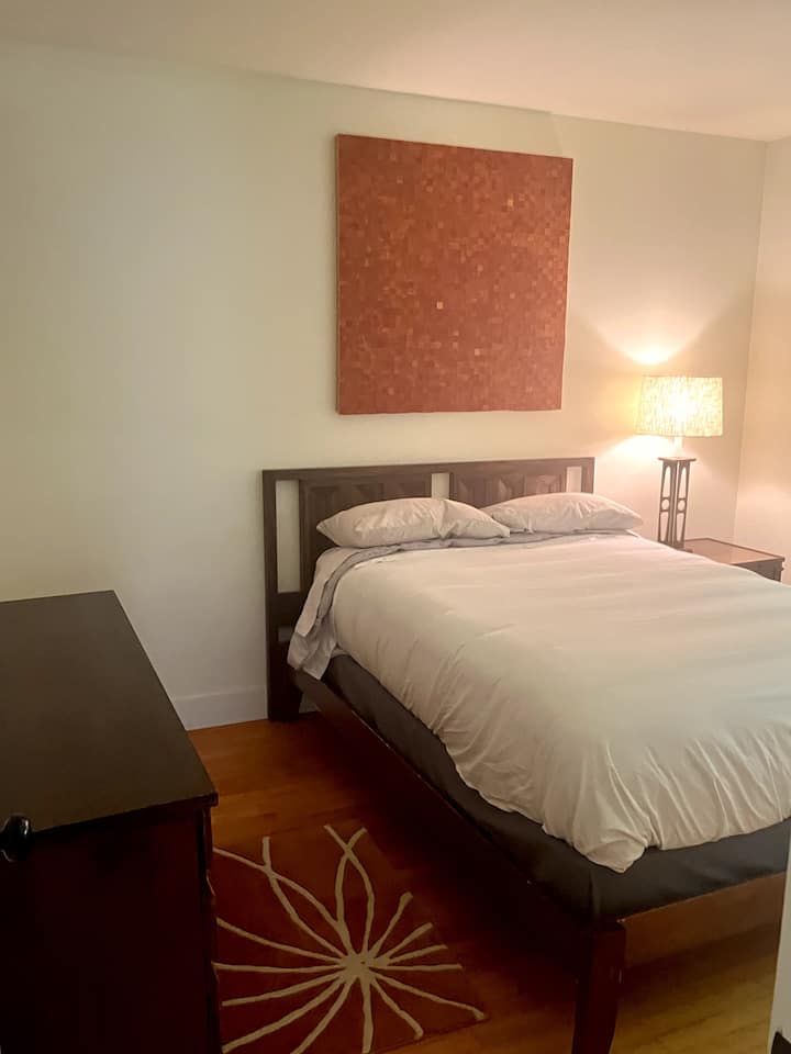 غرفة النوم الصغيرة والمريحة بسرير كامل الحجم