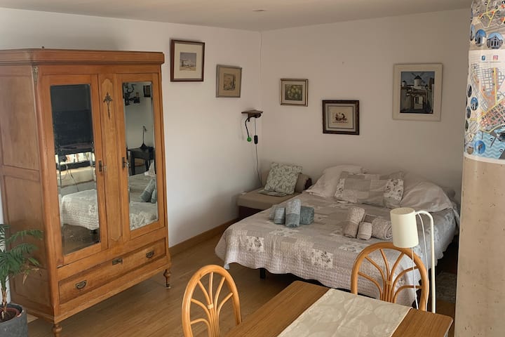 غرفة المعيشة غرفة النوم ذات الإطلالة على المحيط.