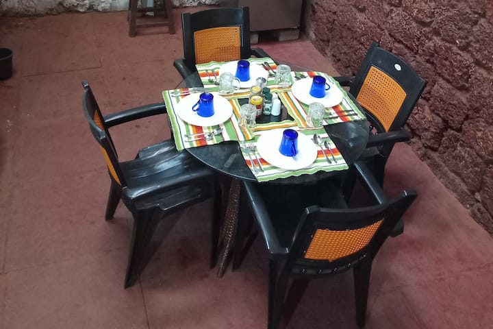 the dining room, part of the open kitchen
