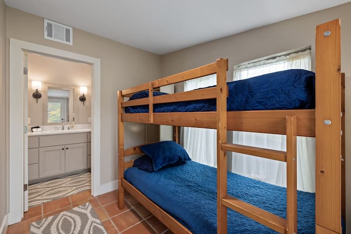 Bunk Bedroom looking into bathroom and shower