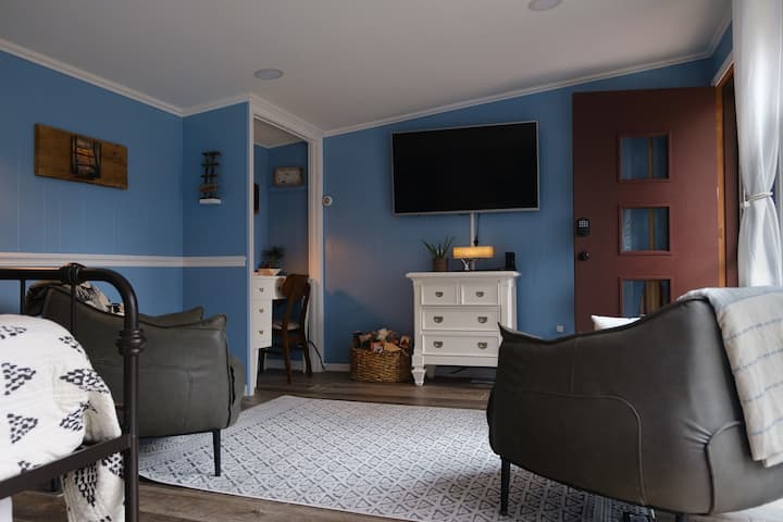 Relax in our Comfy lounge Chairs and enjoy a movie or game on our 50" TV.