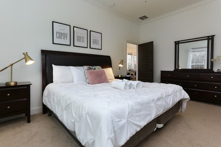 Master bedroom with king-sized Casper mattress