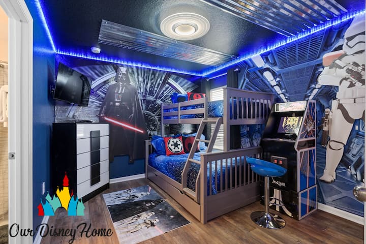 Star Wars Bunk Room
Twin over Full.
Private bathroom