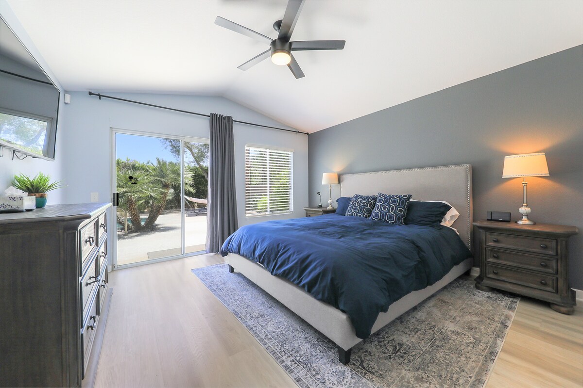 Master Bedroom with Private Sliding Glass Door to Pool Area
