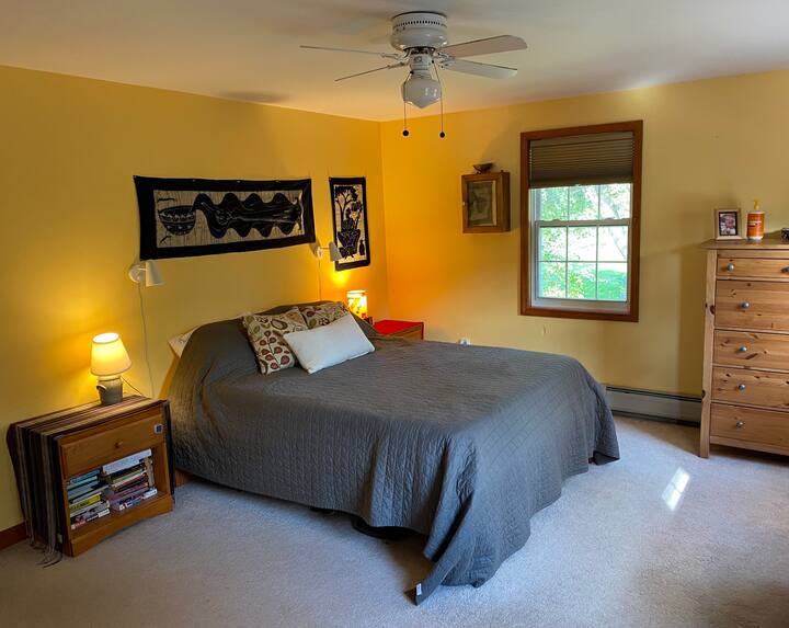 الطابق العلوي الرئيسي مع سرير بحجم كوين وخزانة ملابس