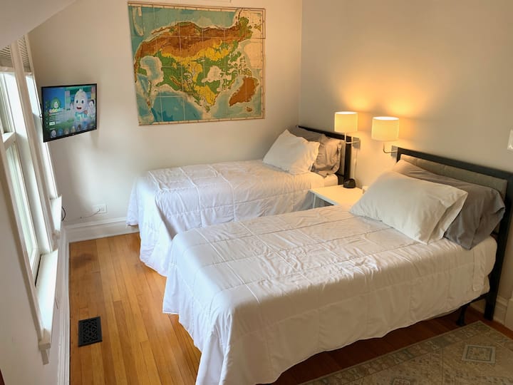 Bedroom 2 - two Twin Beds, room darkening shades.