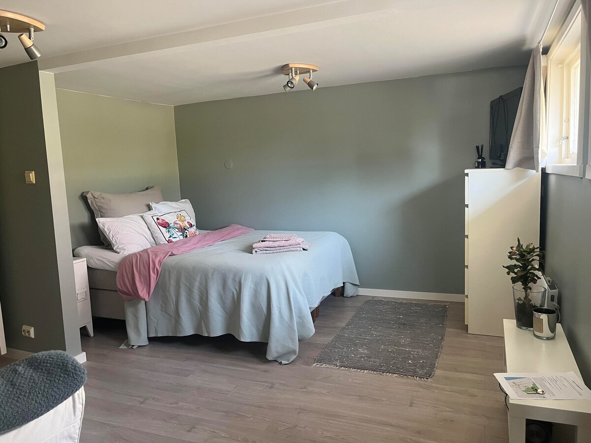 Slaapkamer met queensize bed