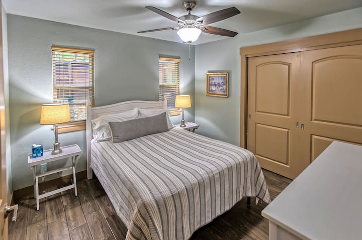 First floor queen master with bathroom and large closet.