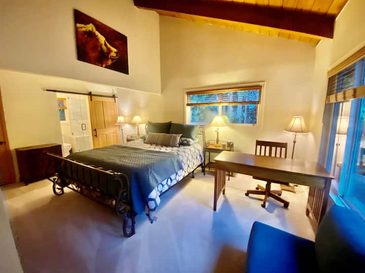 חדר שינה ראשי, מיטת קינג.  צמודה למקלחת ולאמבטיה. ארון גדול.