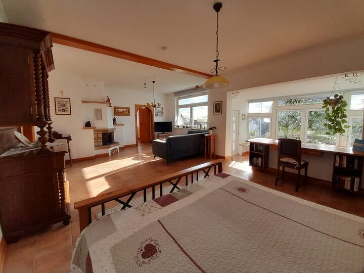 Obývacia izba s výhľadom na zimnú záhradu