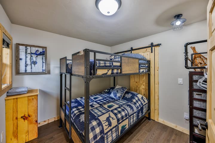 Full over full bunk beds downstairs.