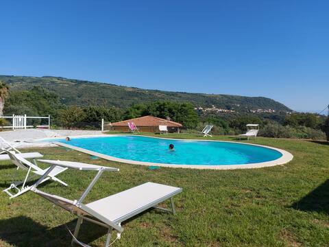 Villa with pool and view near sea, quiet area