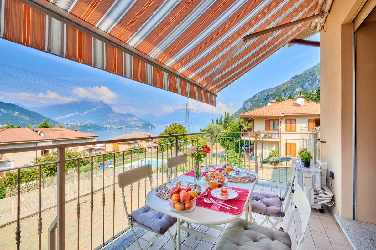 Balcone con vista, piscina, aria condizionata, garage, vicino a Varenna - Visgnola