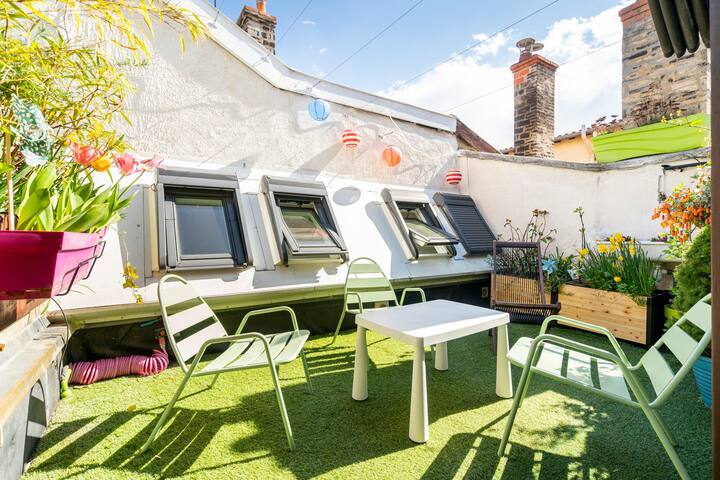 120m2 loft climatisé 4 ch. terrasse petit garage