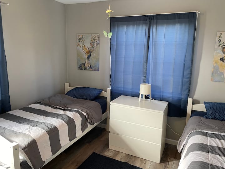 Our 3rd bedroom has matching twin beds