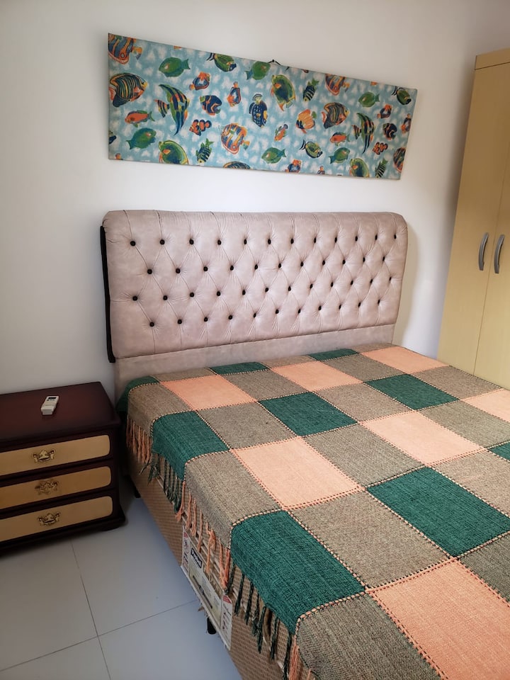 Lower bedroom with a double bed.