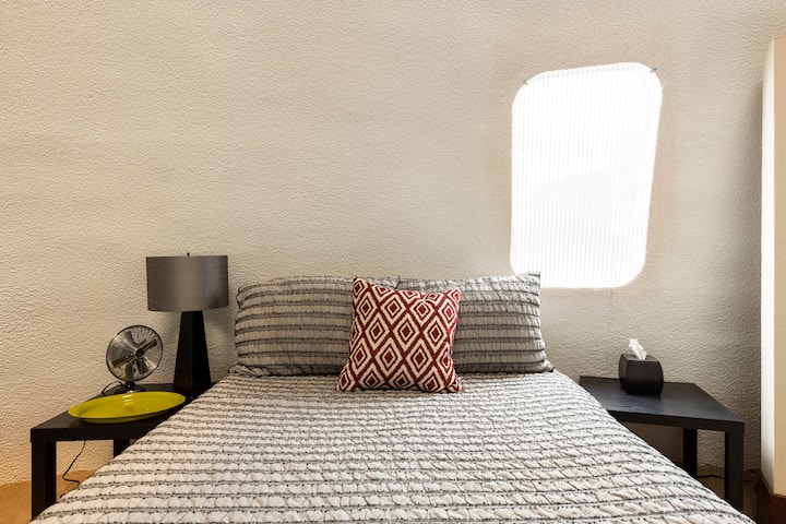 Loft sleeping quarters has 1 Full-size bed (shown here) and 3 twin beds.