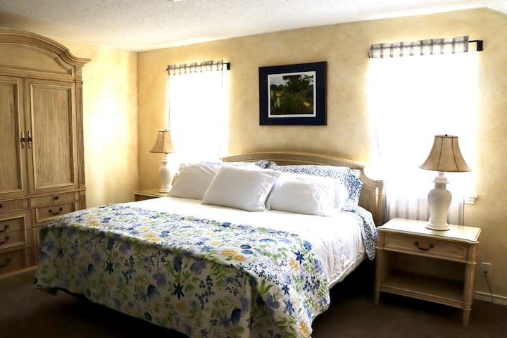 Upstairs bedroom #1 with king size bed and TV

full bath down the hall