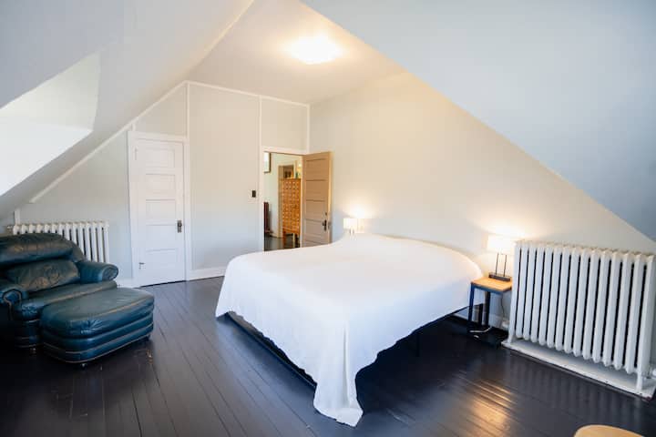 Bedroom with king bed.