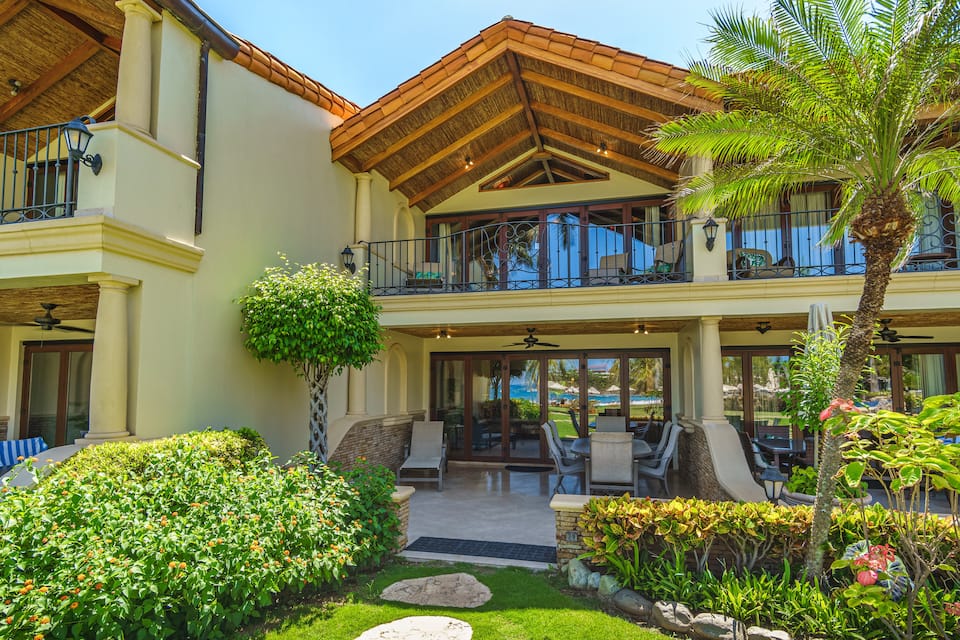 Villa exterior and ocean