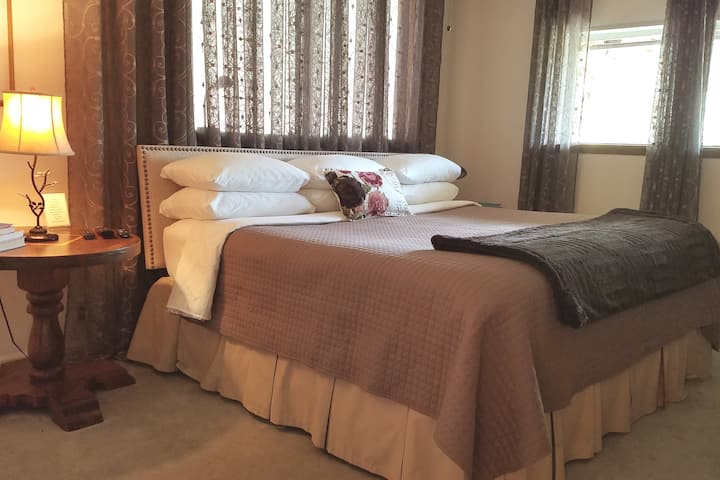 Your separate bedroom with Serta King  mattress and premium linens