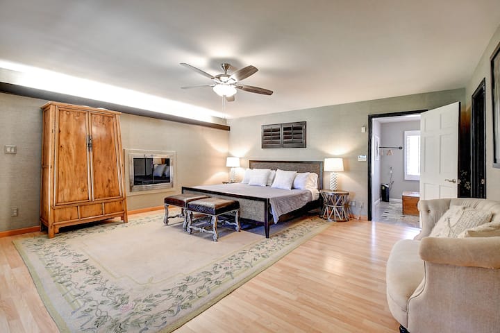 Master bedroom (room #1) in North Wing.  With king bed.  Purple Co. mattress.
