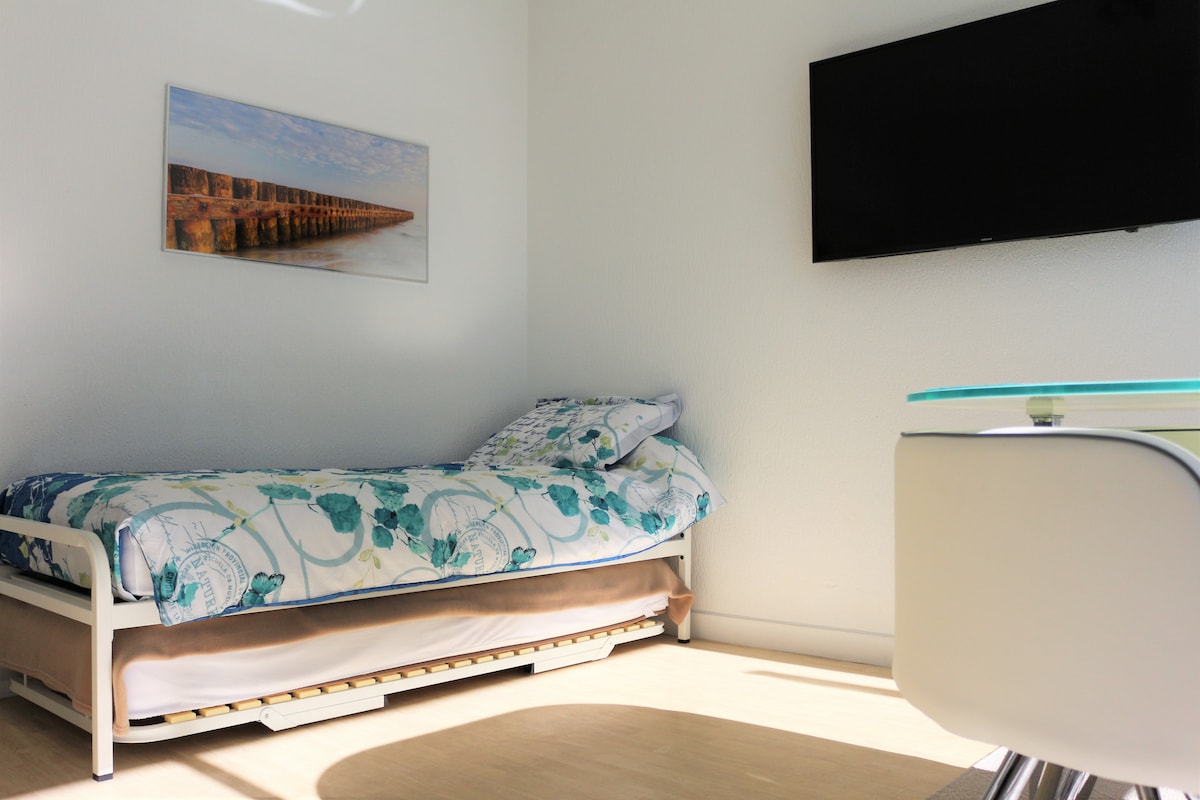 الأسرّة المستقلة في غرفة المعيشة التي يمكن دمجها في سرير مزدوج