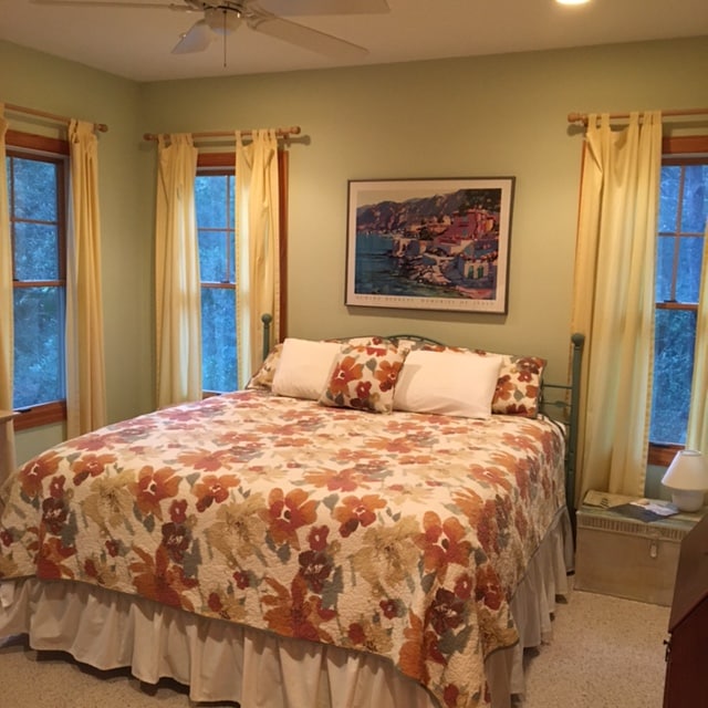 Beautyrest king mattresses in the master bedroom; shown here with fall colors.