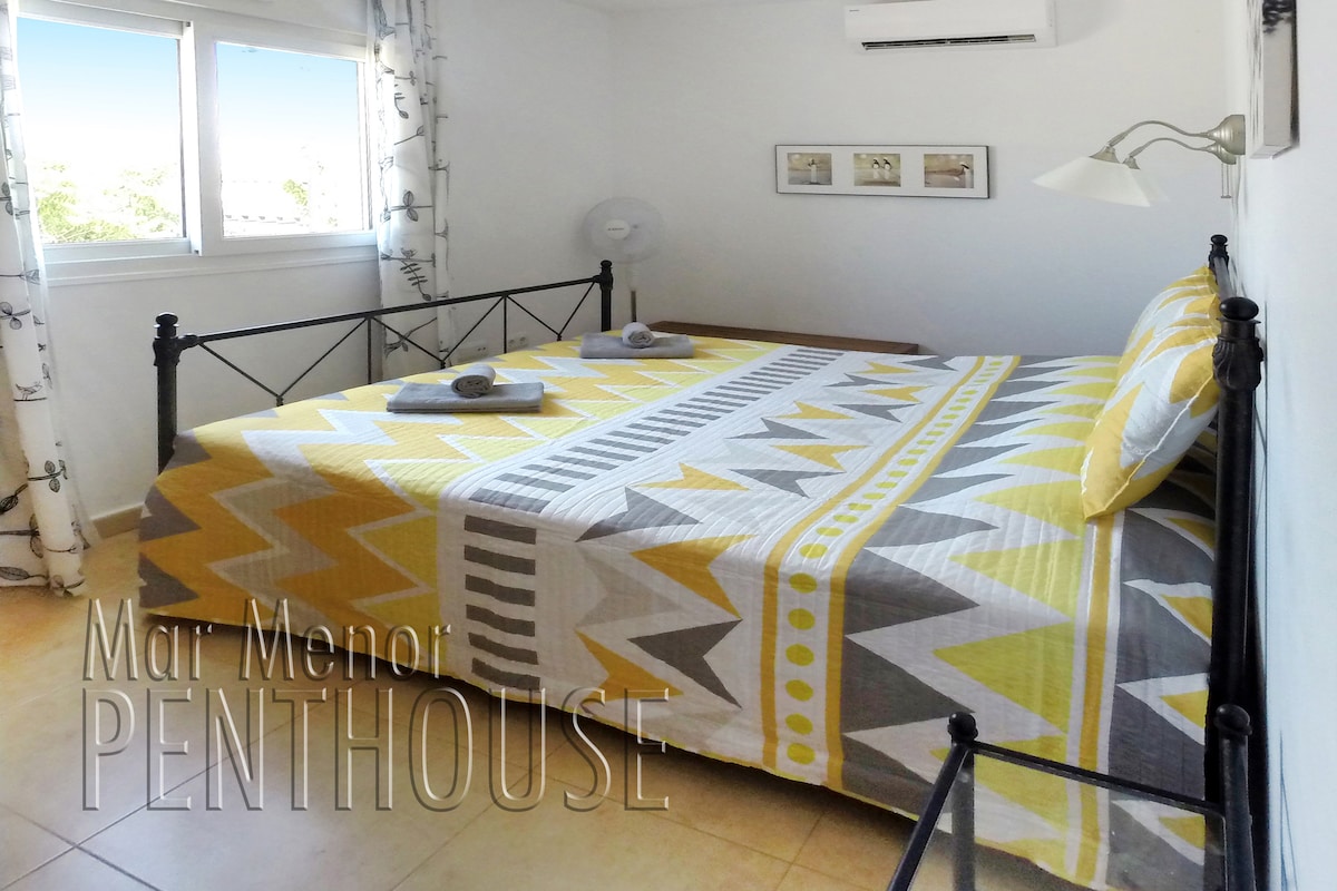 King size master bedroom with air-con and fitted wardrobes.