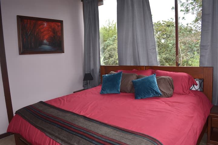 Sleep well in a comfortable pillow top King size bed.