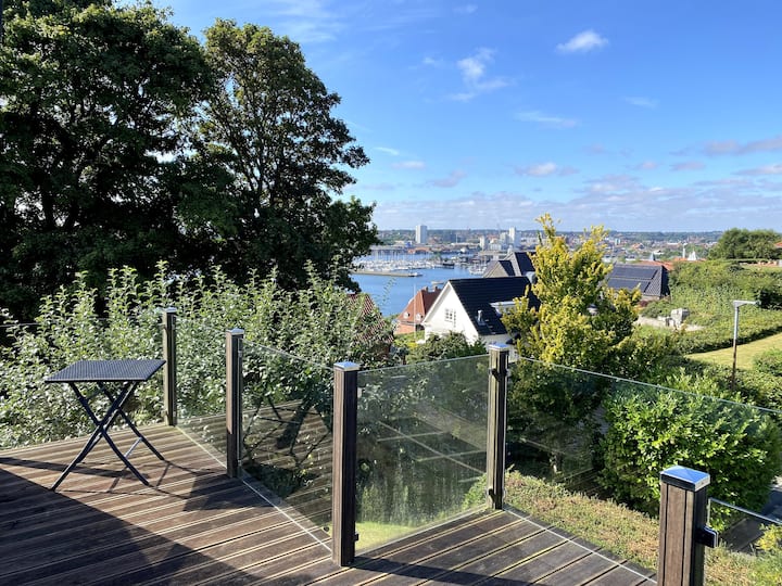 An apartment overlooking the port of Kolding fjord