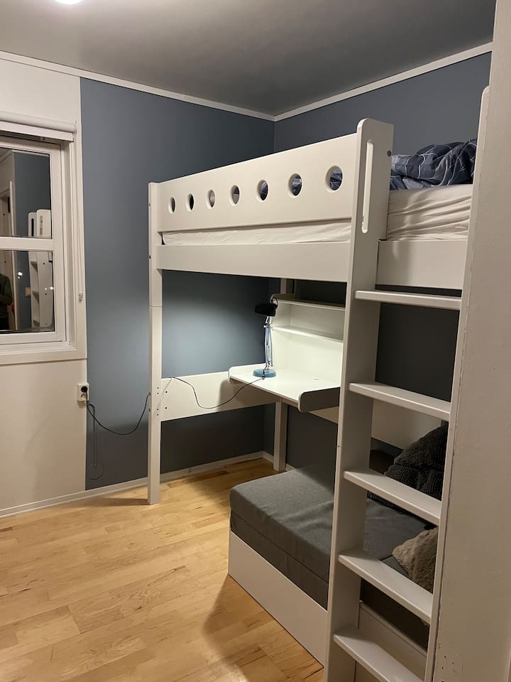 Detská spálňa - posteľ v podkroví (90 x 200)
rozkladacia posteľ (80 x 200)